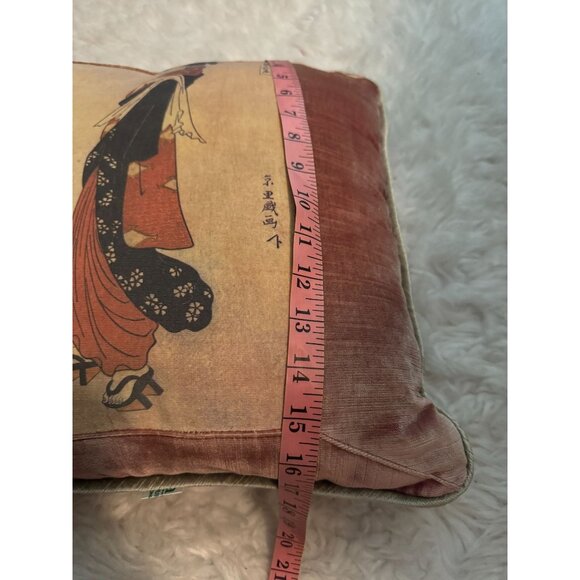 Vintage Rags Home Furnishings Japanese Wood Block Throw Pillow Geisha - Picture 9 of 10